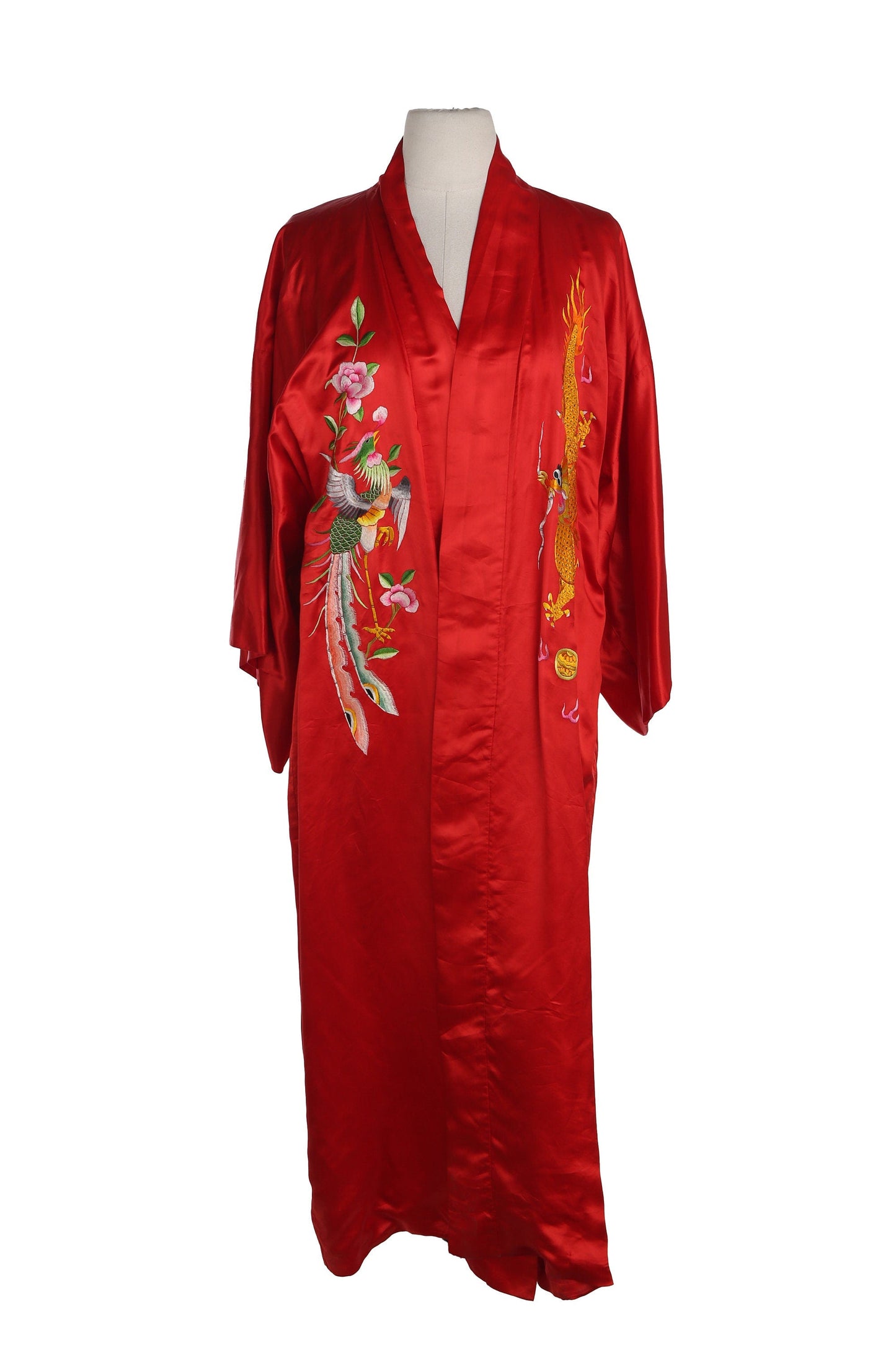 Vintage Red Chinese Embroidered Robe