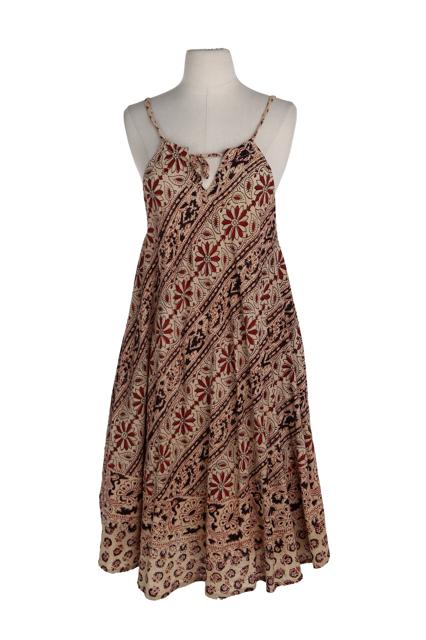 Vintage Block Print Boho Summer Dress