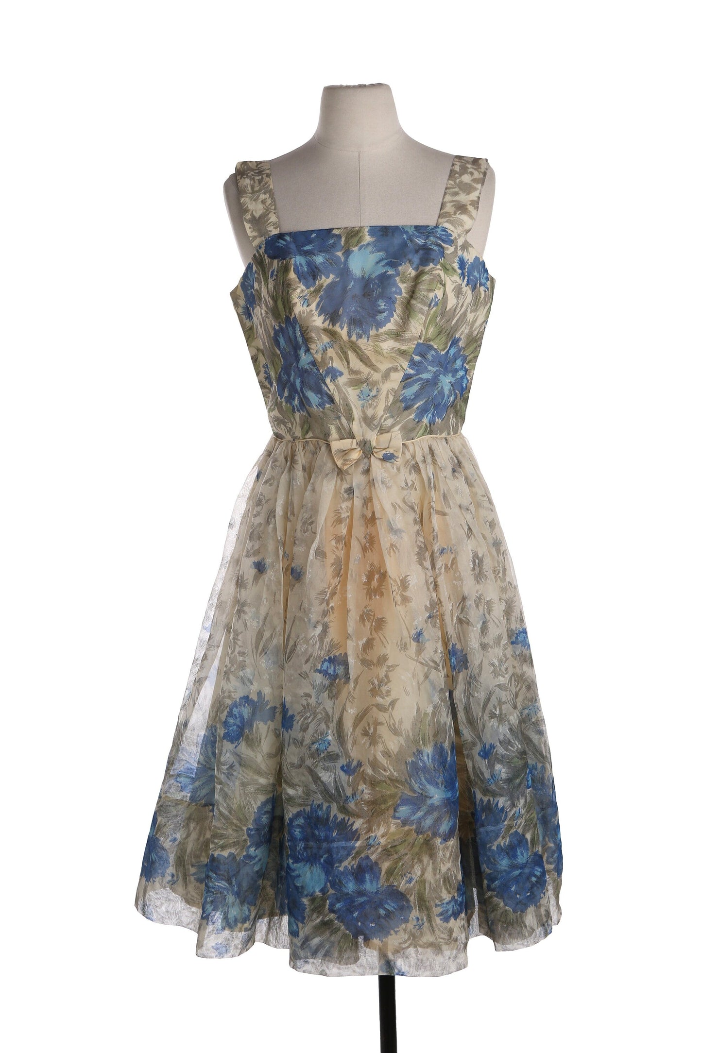 1950's Women Floral Print Sleeveless Dress