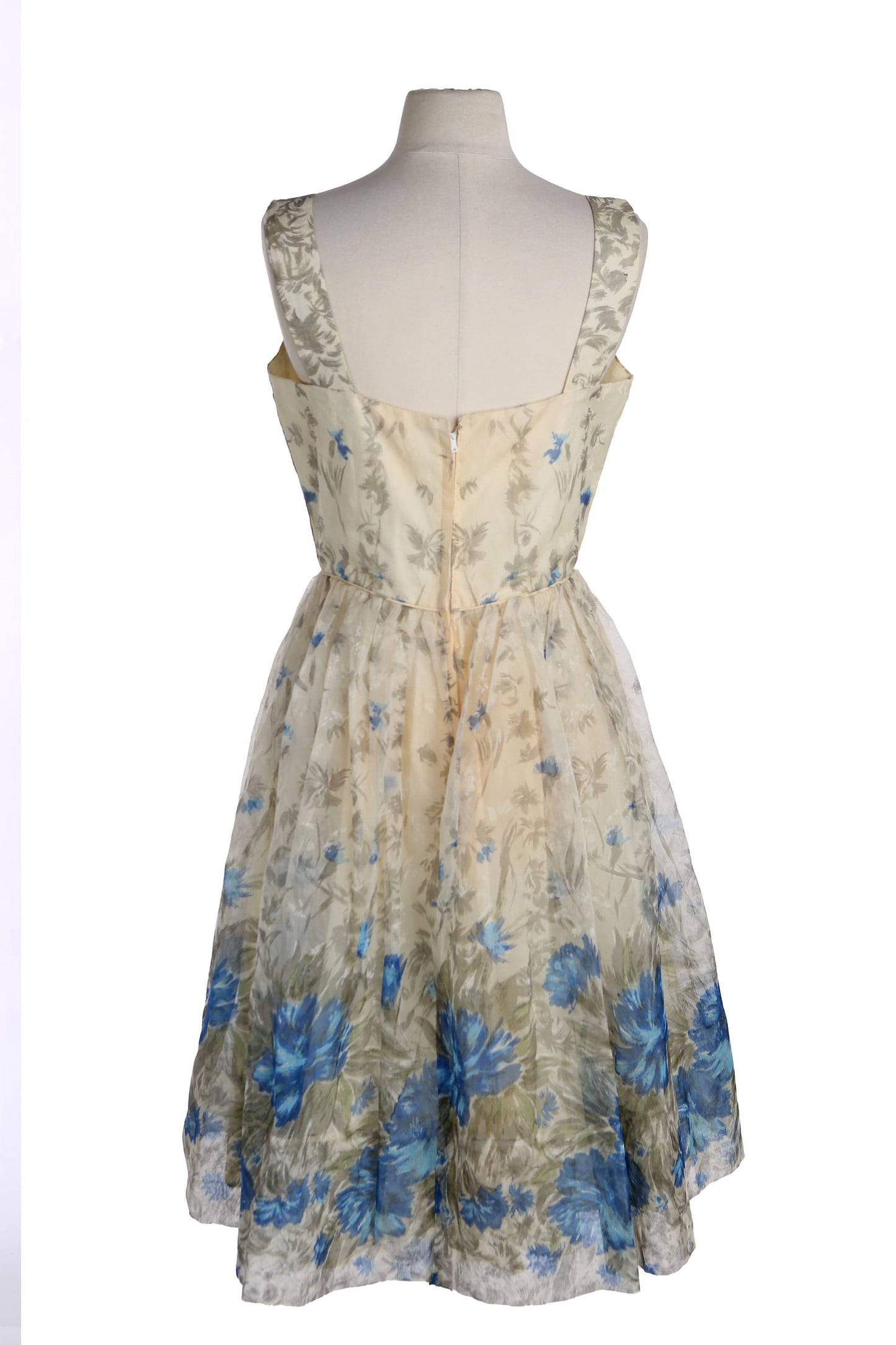 1950's Women Floral Print Sleeveless Dress