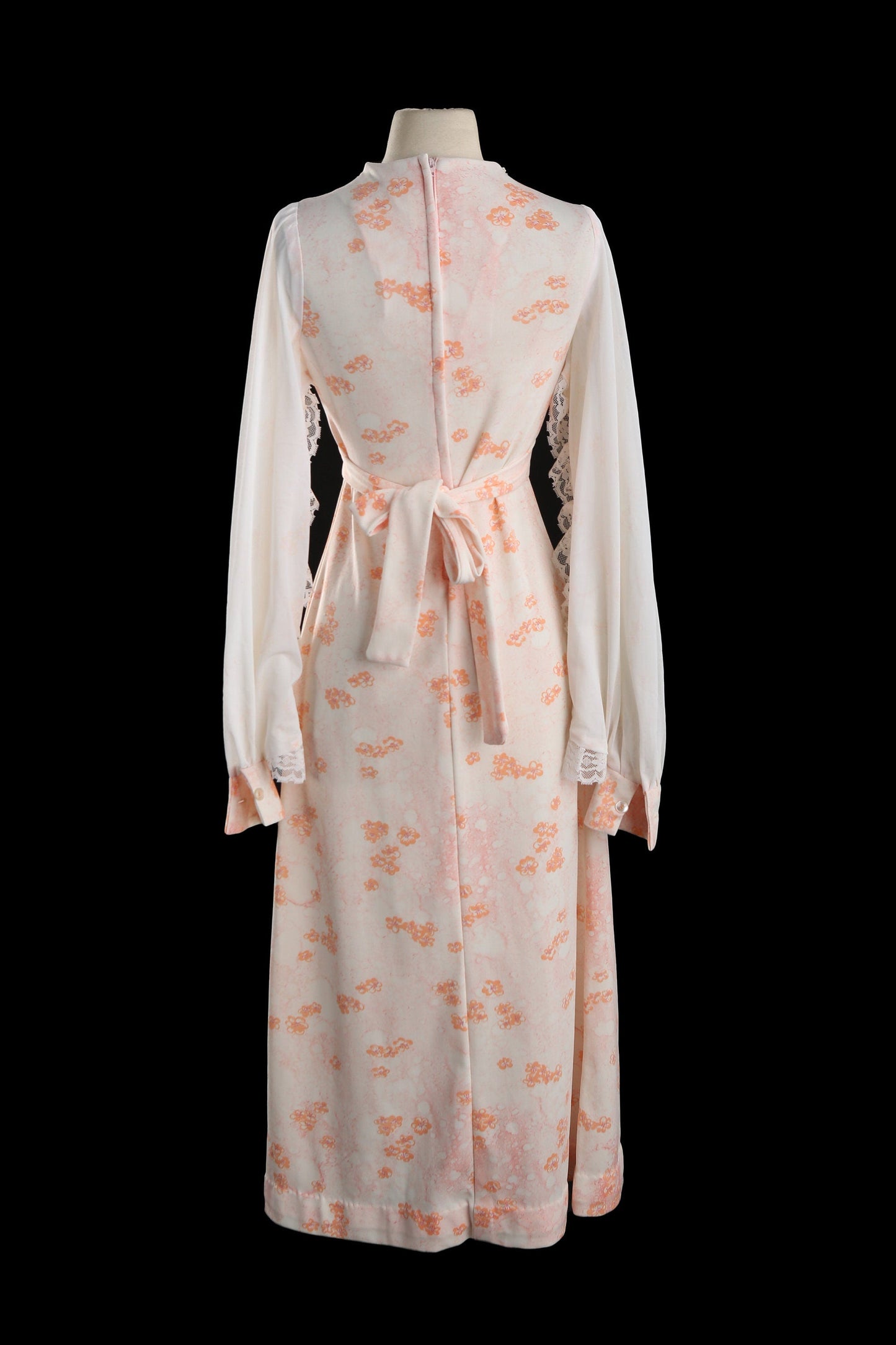 70s Women Floral Print Long Poly Casual Dress