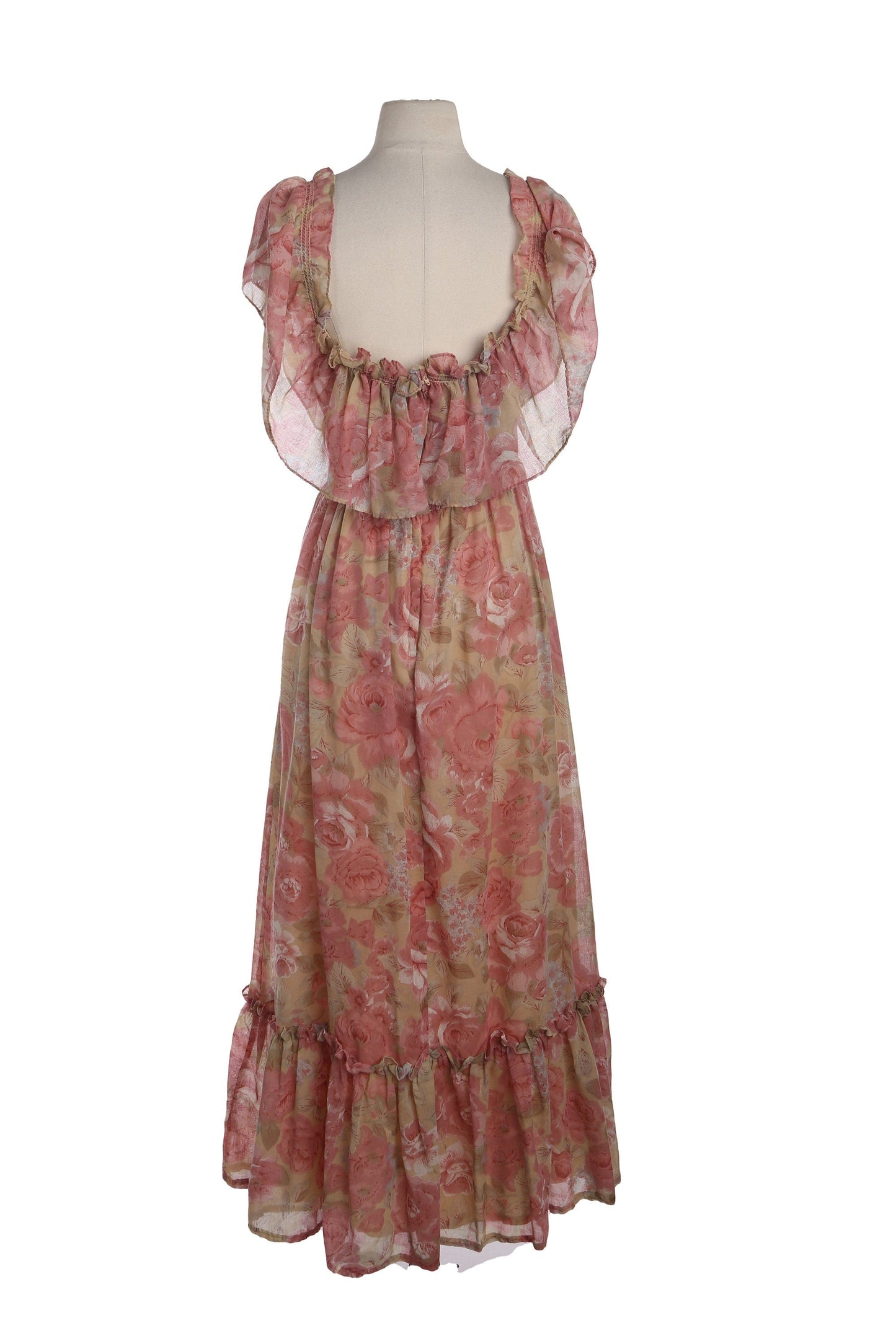 Vintage Roses Print Off Shoulder Summer Dress