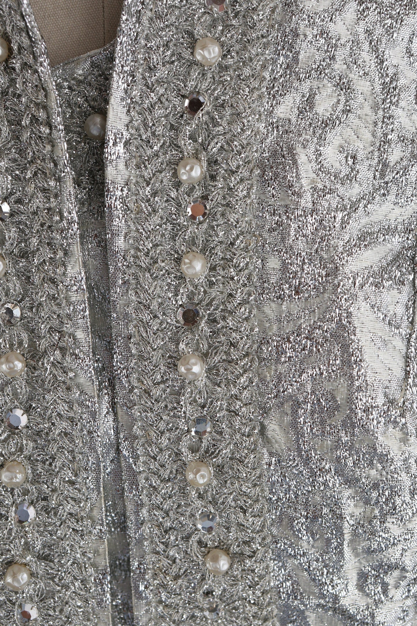 Vintage Silver Evening Formal Set Dress and Jacket / Estimated Era: 40s - 50s / Hollywood Gala