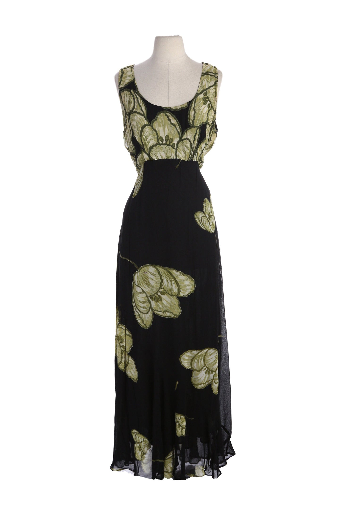 90s Women Black Long Sleeveless Casual/ Summer Dress by Nostalgia - Made in India