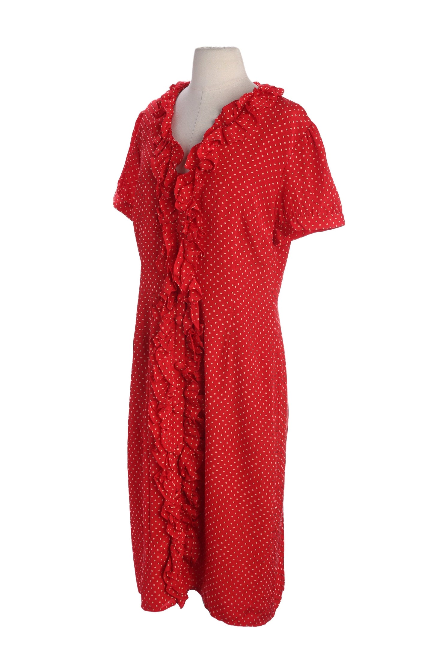 Y2K Women's White Polka Dot Print Red Casual Dress by Bigio Collection