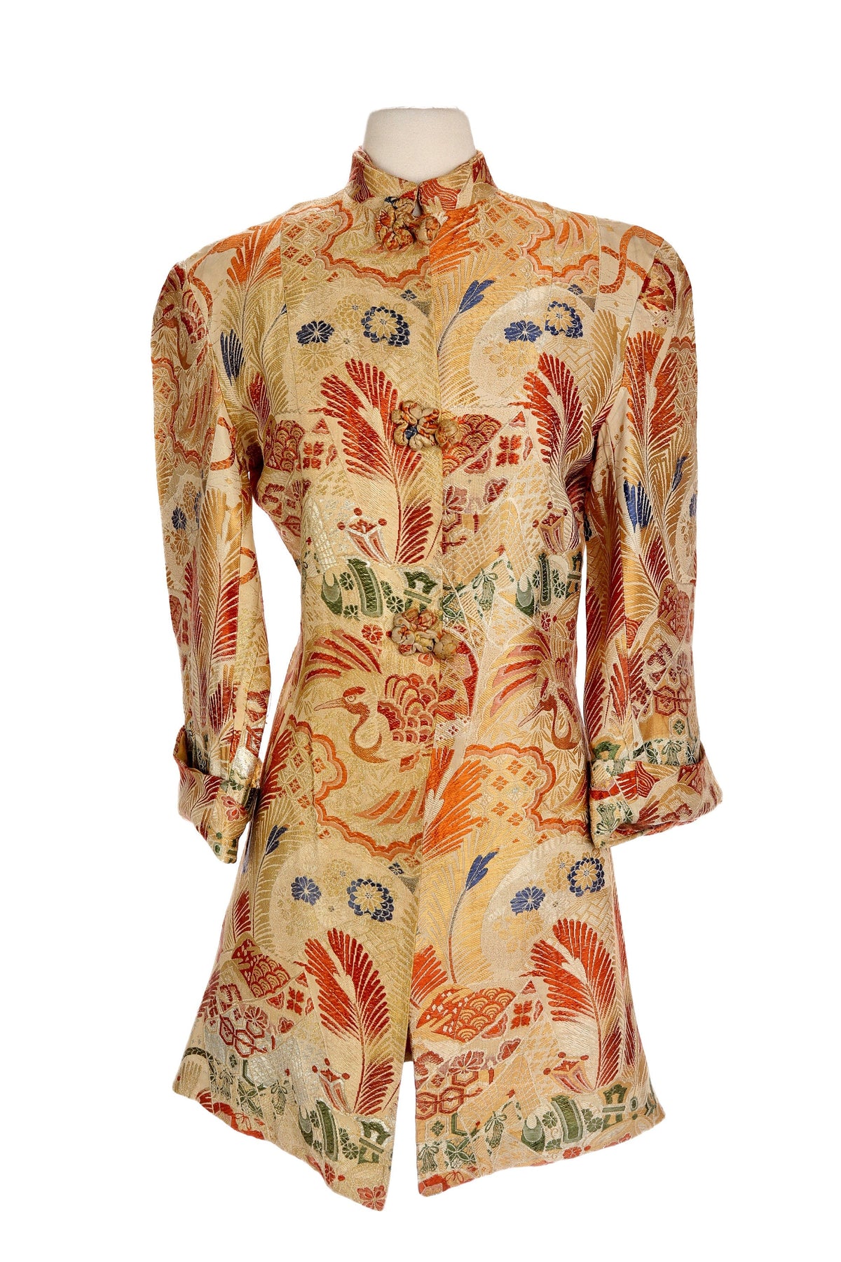Vintage Brocade Beige Tunic Jacket