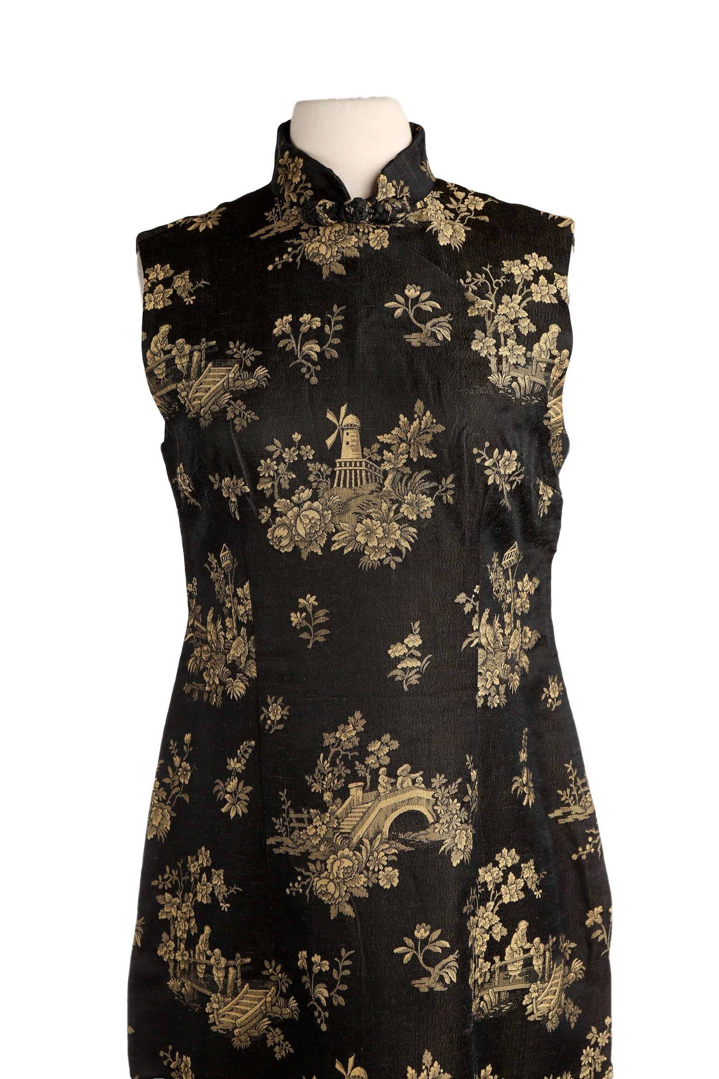 Vintage Women Black Cheongsam Dress by Haruko Fukawa
