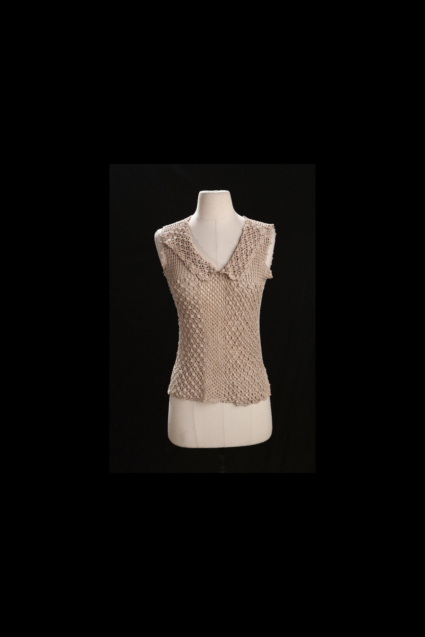 Vintage Crochet Top - Beige 80's Summer Blouse