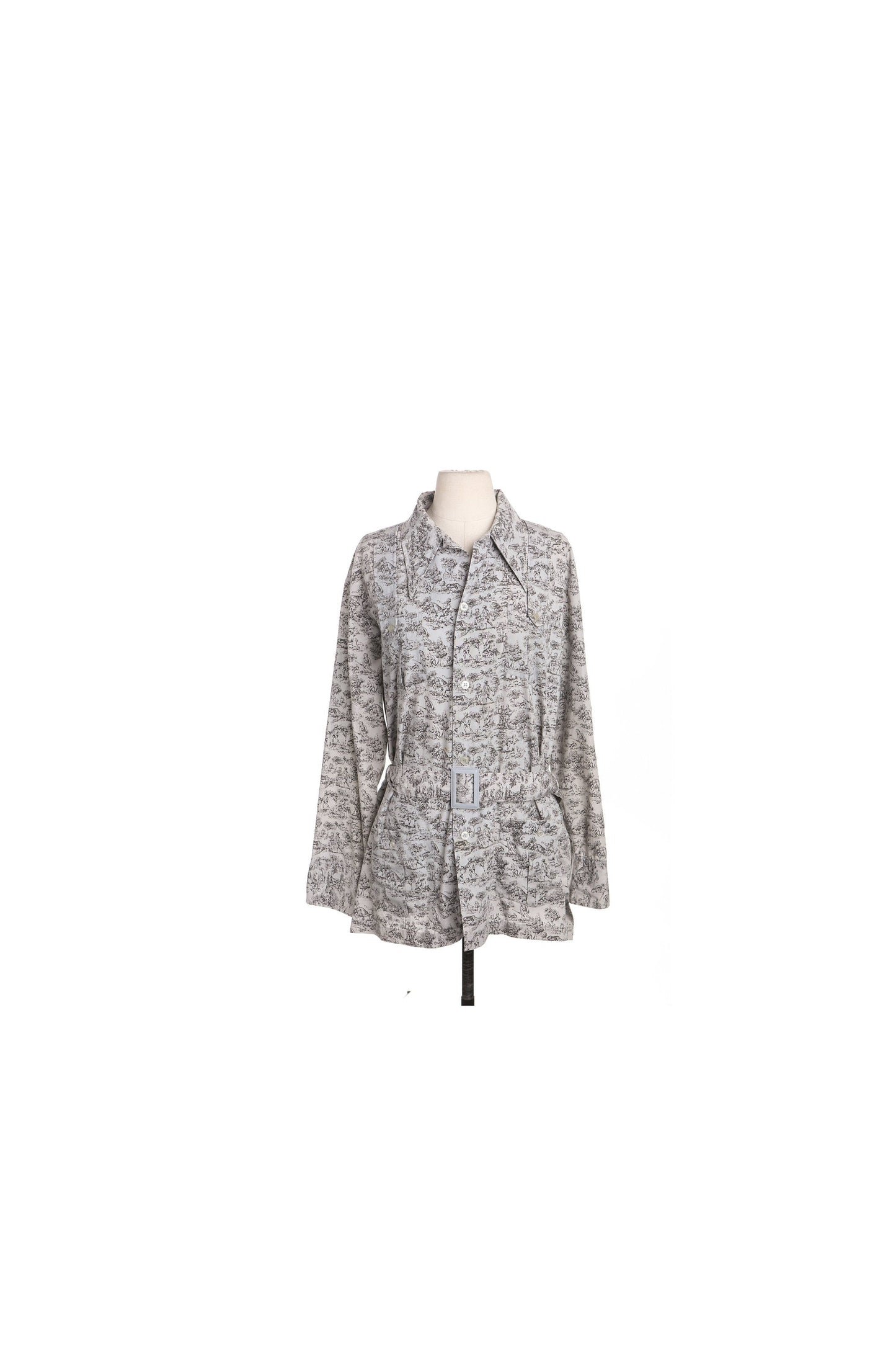 70's Women Gray Casual Dress - Hunters Print