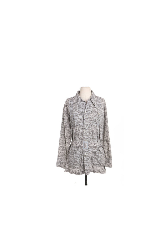 70's Women Gray Casual Dress - Hunters Print