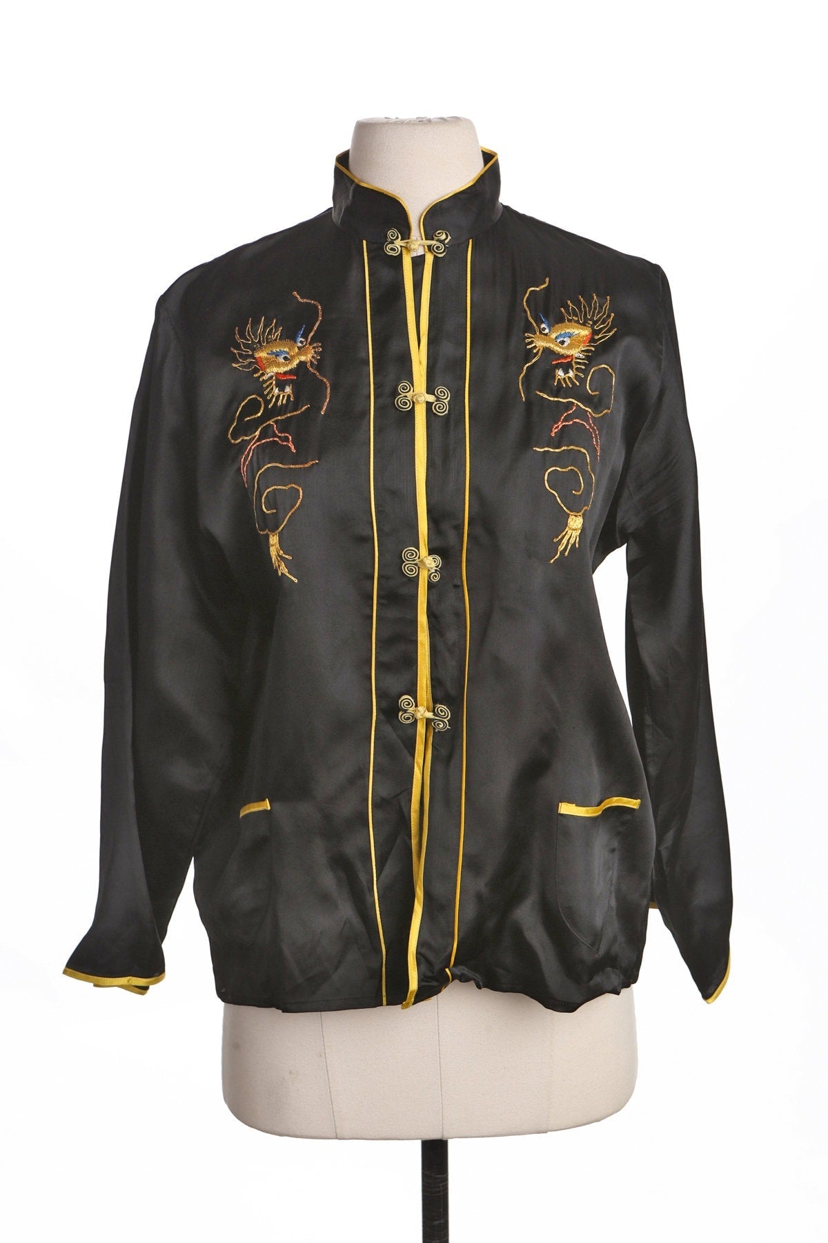 Vintage Chinese Embroidered Shirt - Embroidered Dragon - Cheongsam