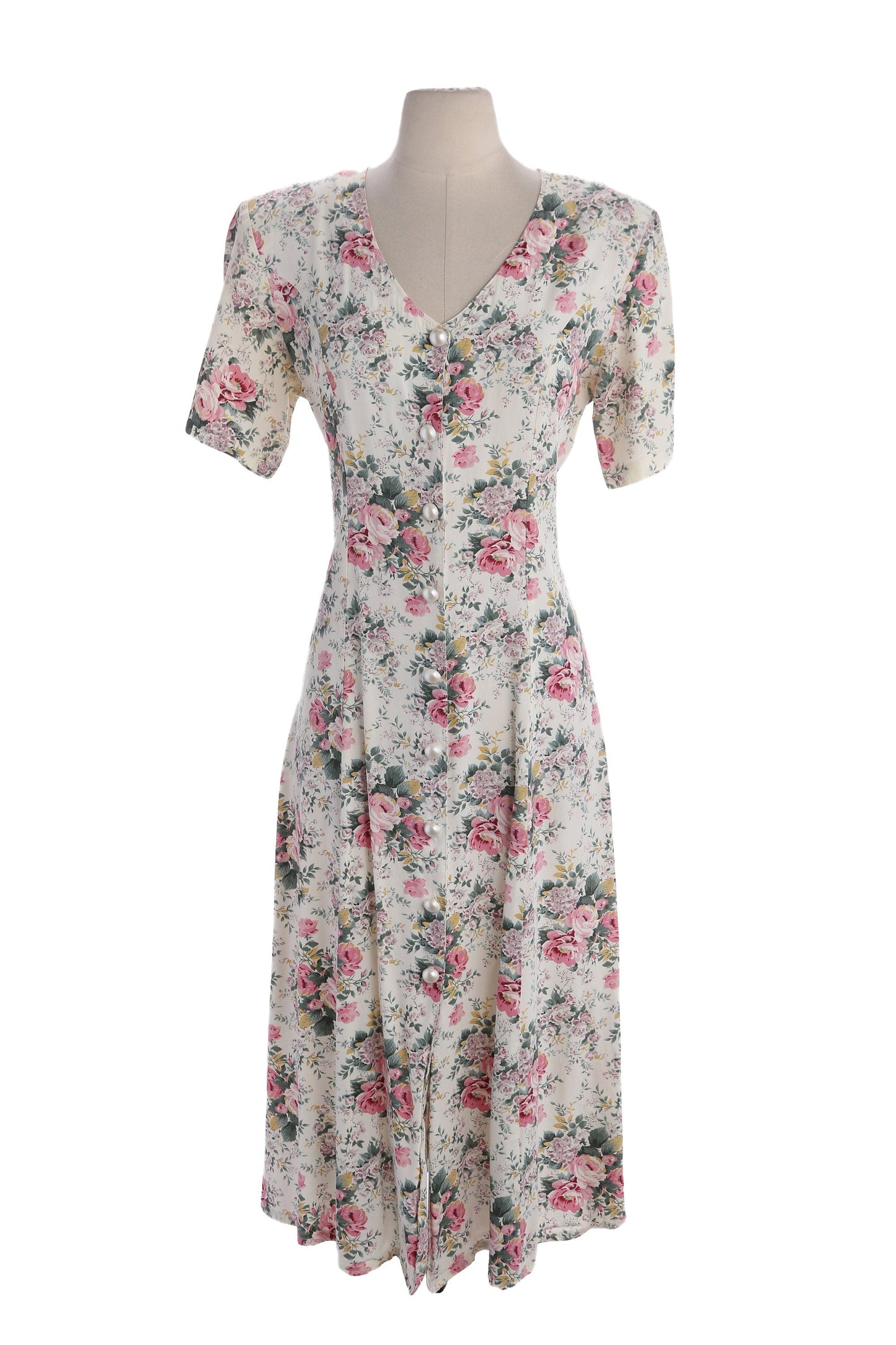 90s Women Floral Print White Rayon Maxi Dress by Innocent