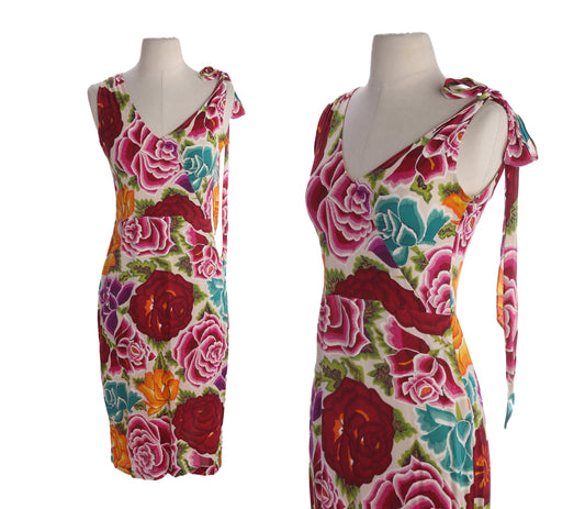 Y2K Women red Floral Print Casual/Summer Dress by Princess Charlotte - USA Size 4