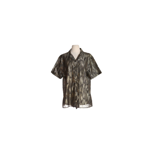Y2K Men's Golden Metallic Short Sleeve Button Up Shirt