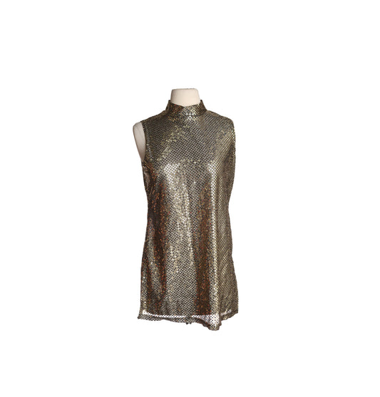 Vintage Women's Metallic Evening Dress by CC Basics - Made in USA - Vintage Size Medium - Estimated Era 1980's - 1990's