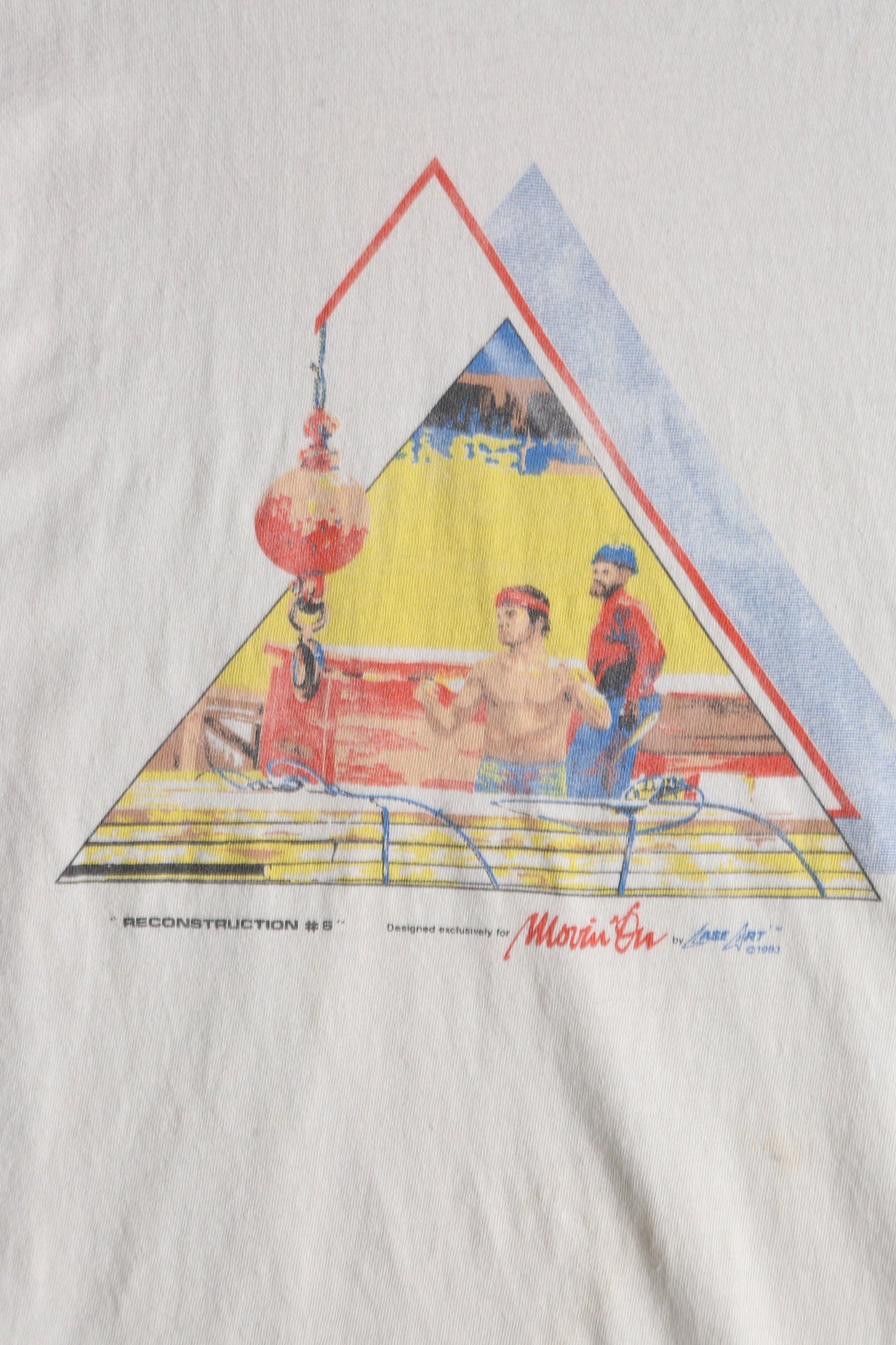 Vintage White Sleeveless Graphic T-shirt - Estimated Era 1970's - 1980's