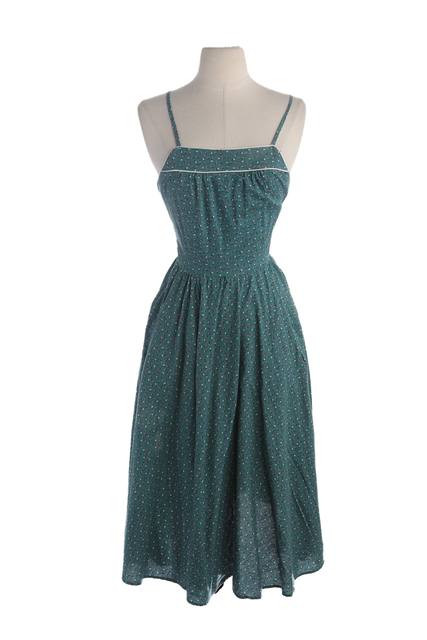 70s Women Flower Print Strap Summer Dress