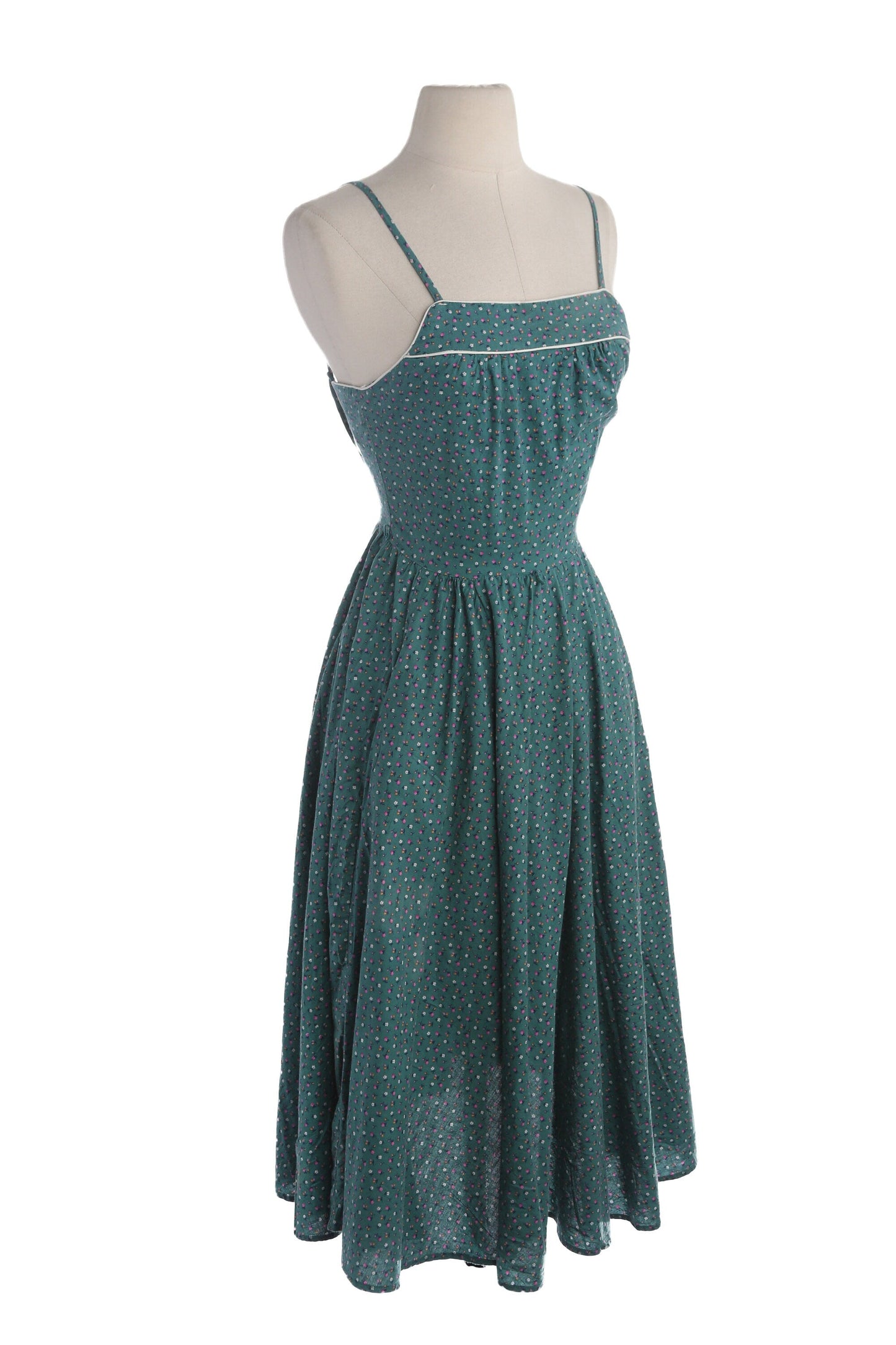 70s Women Flower Print Strap Summer Dress