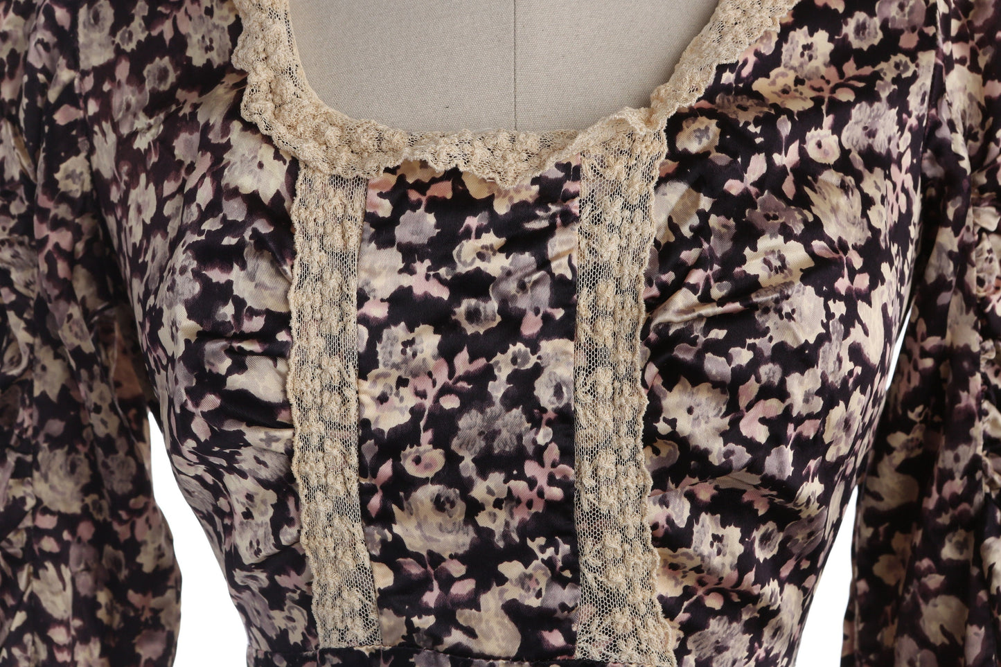 Vintage Brown Floral Print Prairie Dress