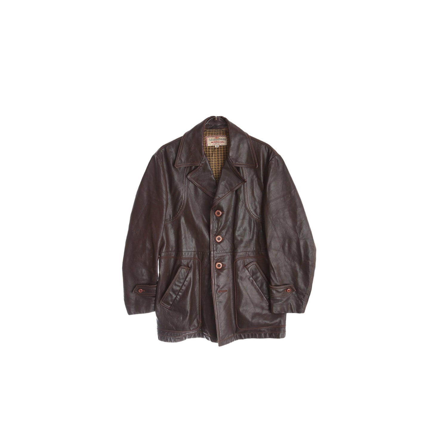 1940s-50s Men's Brown Sport Leather Coat - Made by McGregor in Argentina
