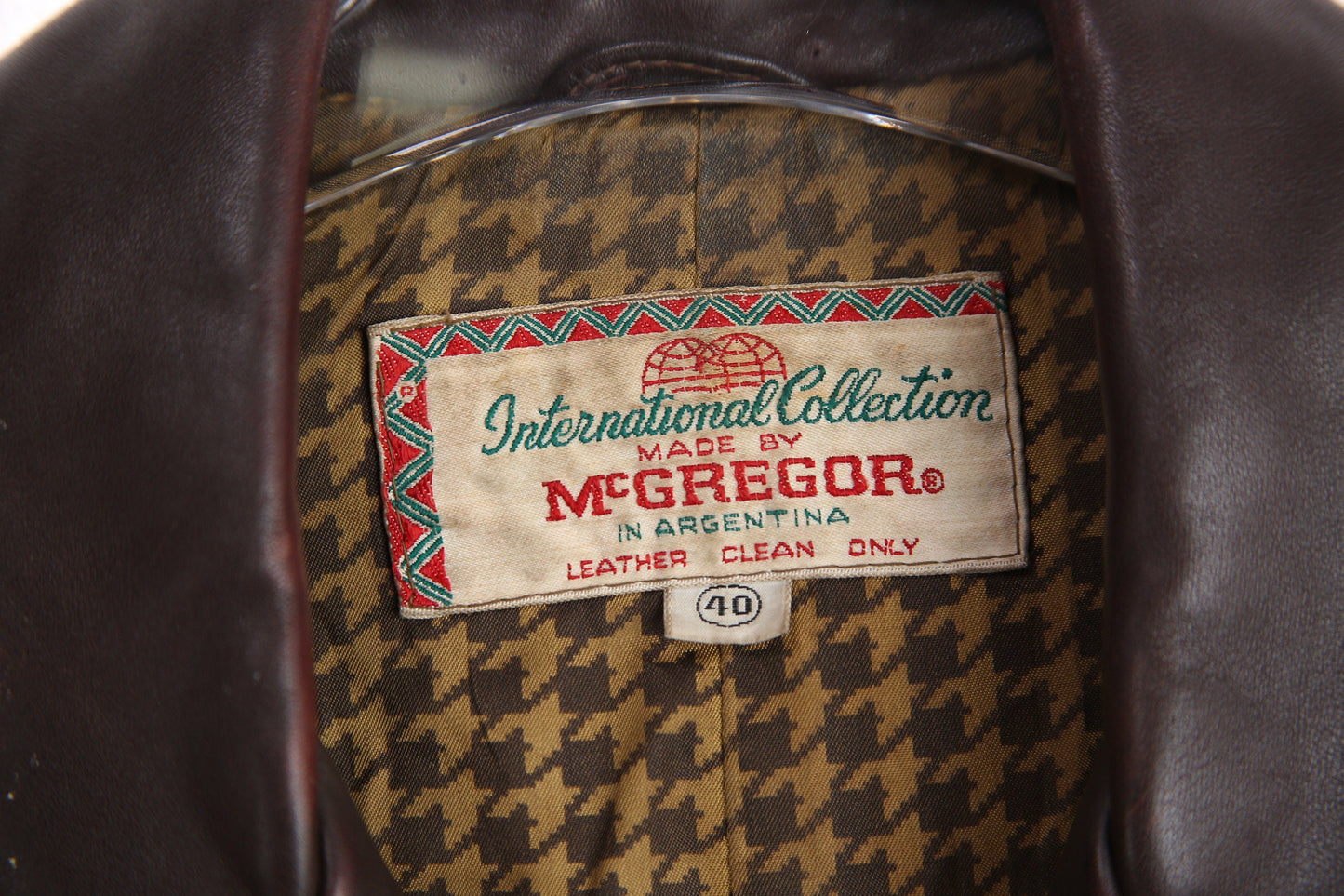 1940s-50s Men's Brown Sport Leather Coat - Made by McGregor in Argentina