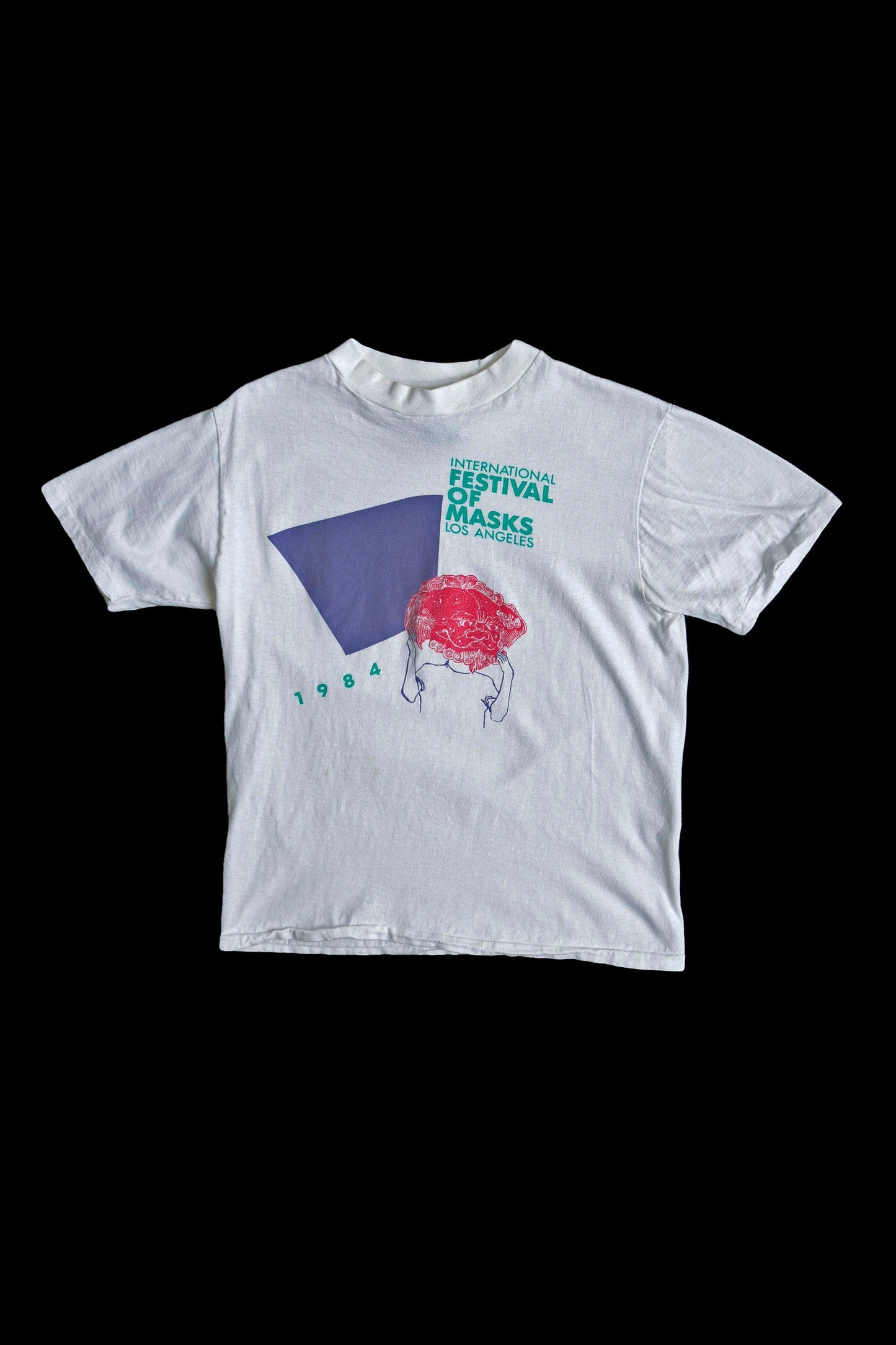 Vintage Op Graphic T-shirt / 1984 Los Angeles International Festival OF Masks Print