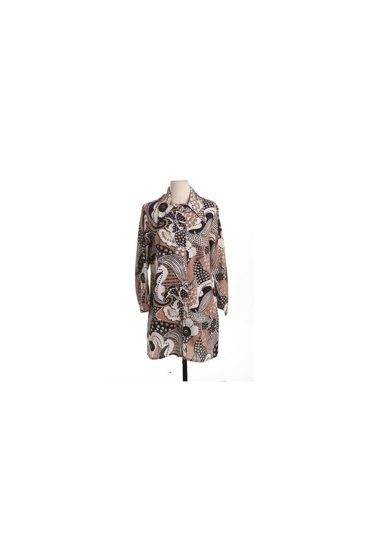 70's Women Floral Abstract Print Mod Dress