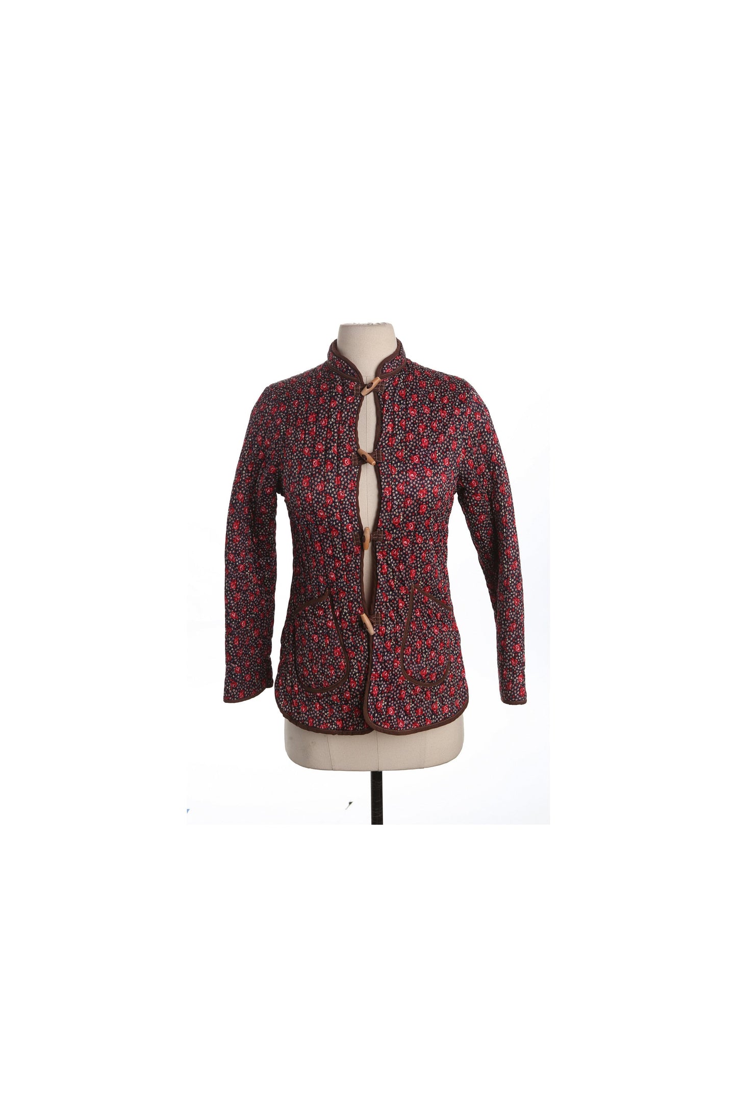 Vintage Floral Print Women Jacket - Era 60's - 70's - Blanket Fabric - Cheongsam Style