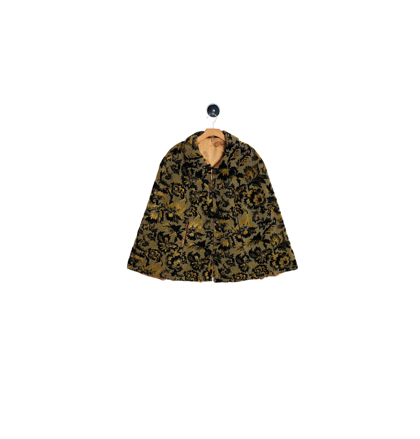 Vintage Women Green Tapestry Poncho - Era 1960's - 1970's