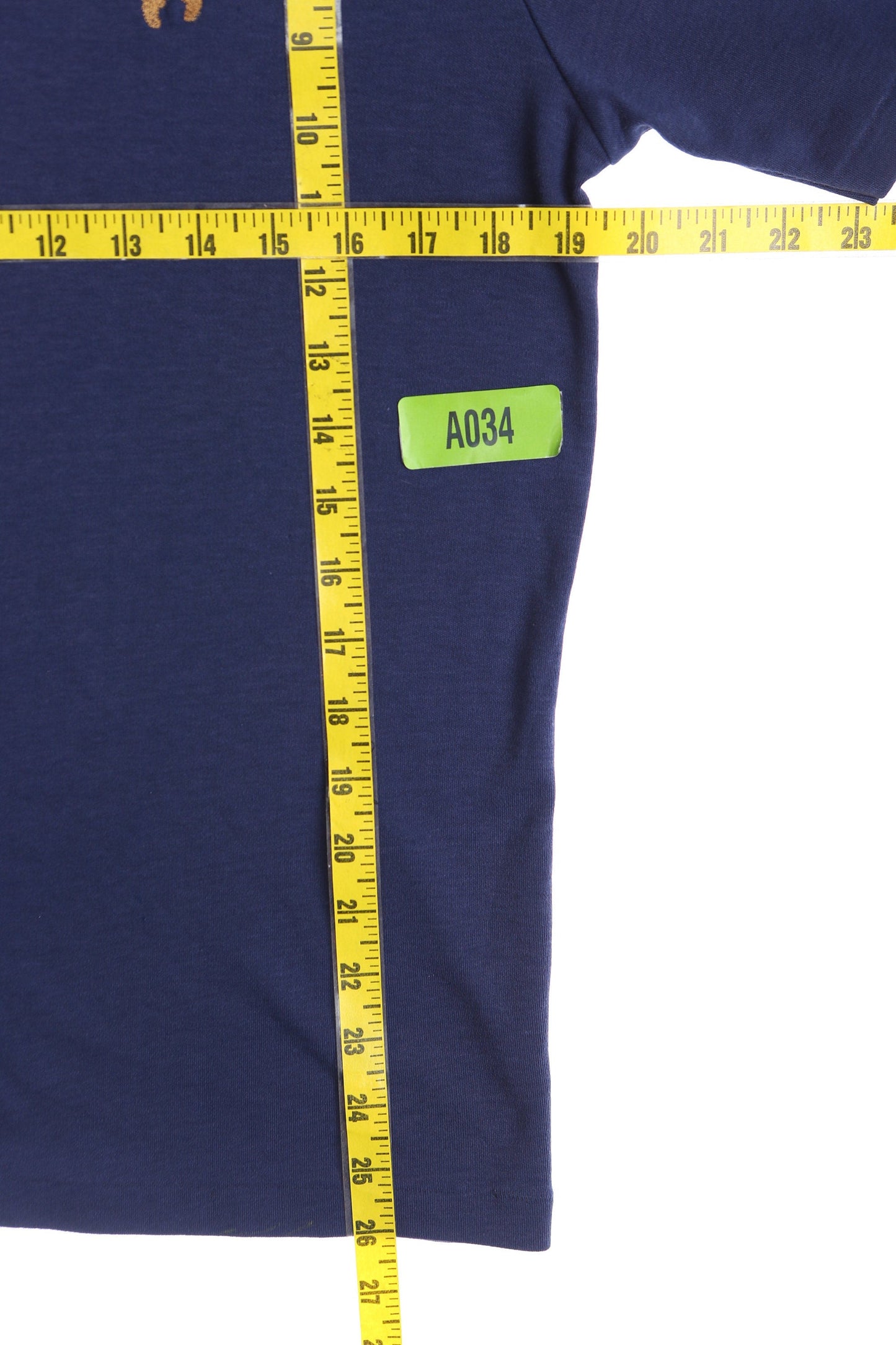 Vintage Blue Crew Neck T-shirt with Embroidered Small Feet