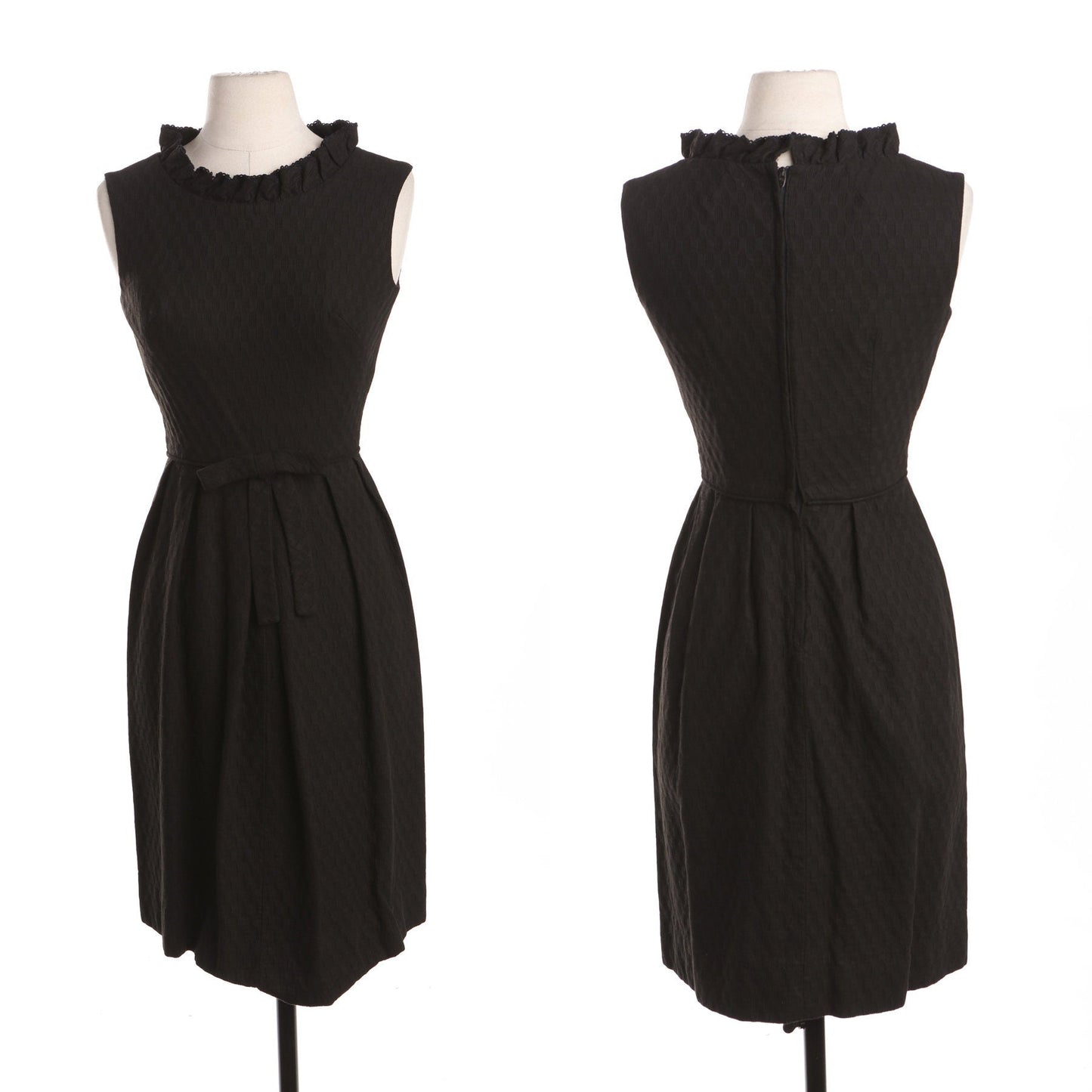 70's Black Poly Evening Dress