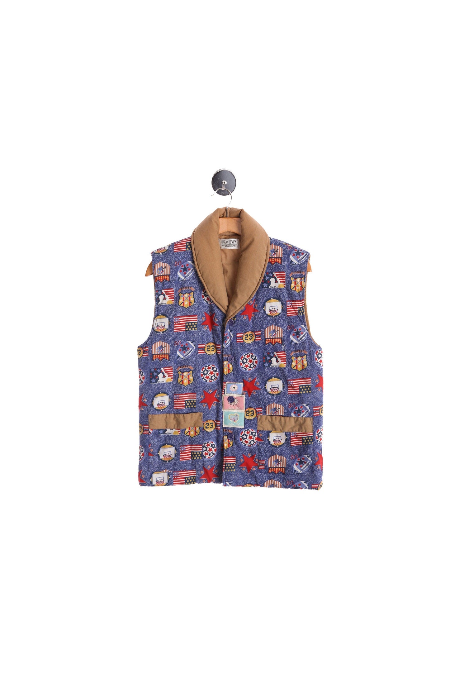 Vintage Down Vest with USA Patriotic Prints