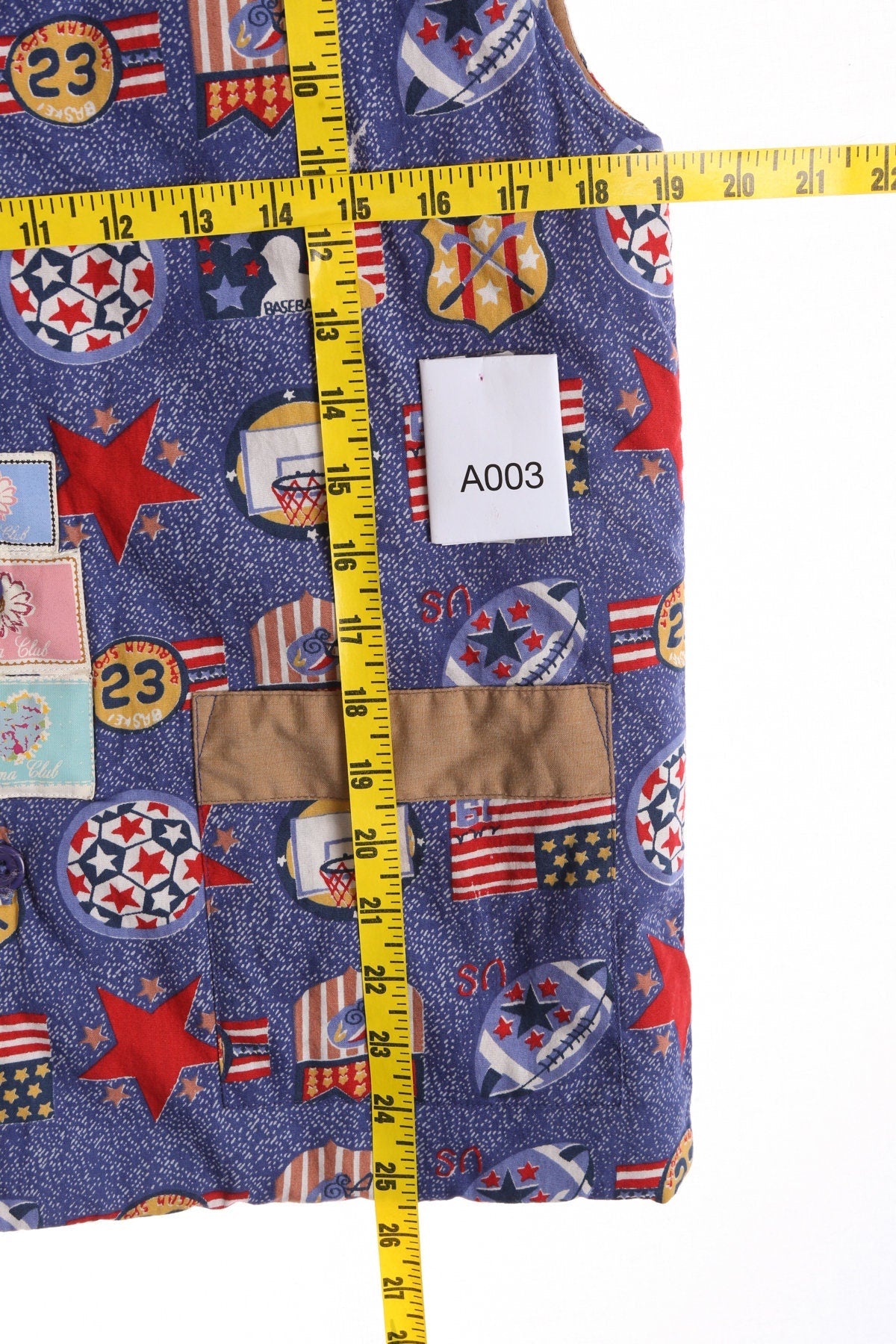 Vintage Down Vest with USA Patriotic Prints