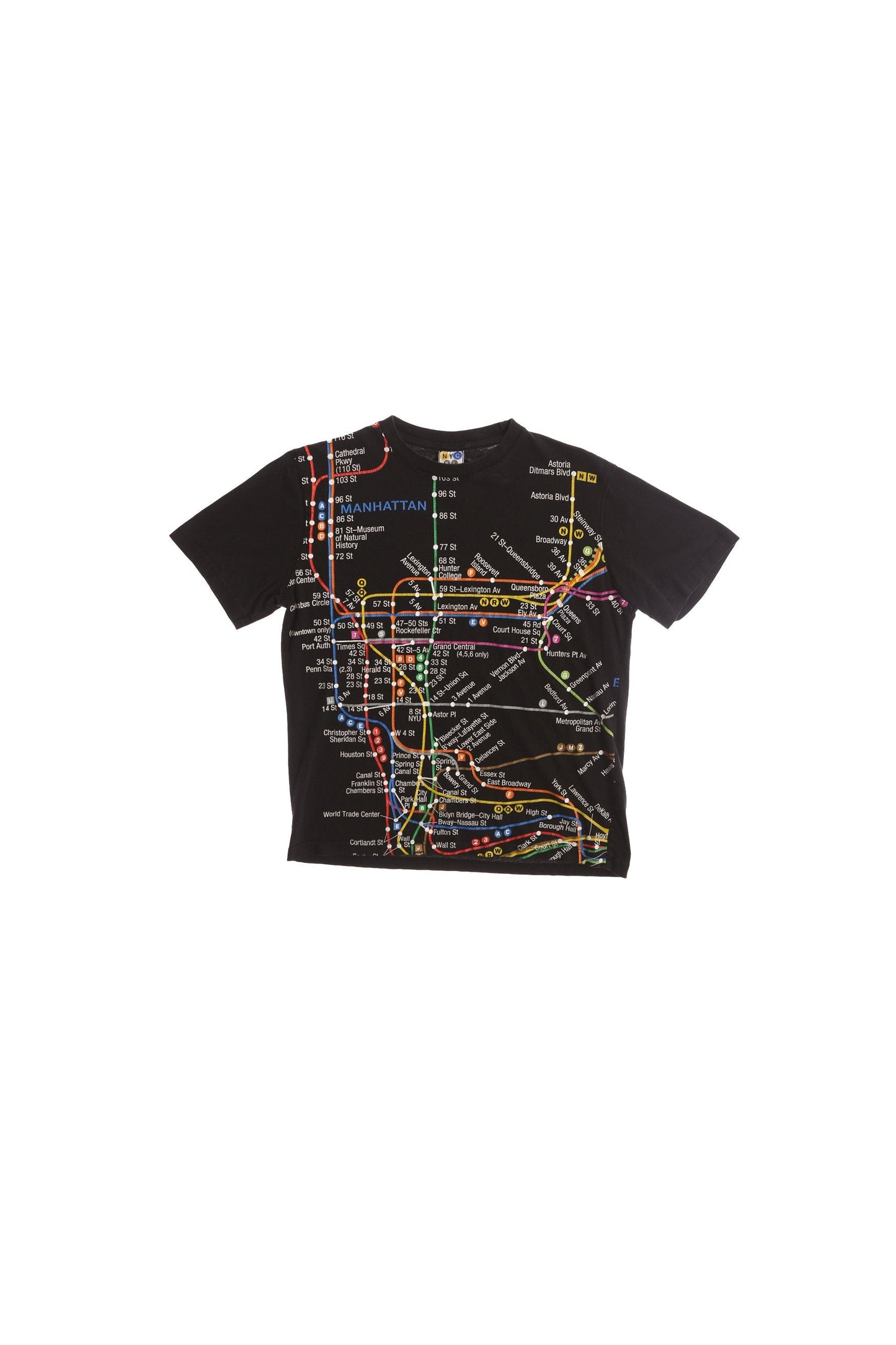 New York City Subway Line Map Black Graphic T-shirt - Y2K - NYC