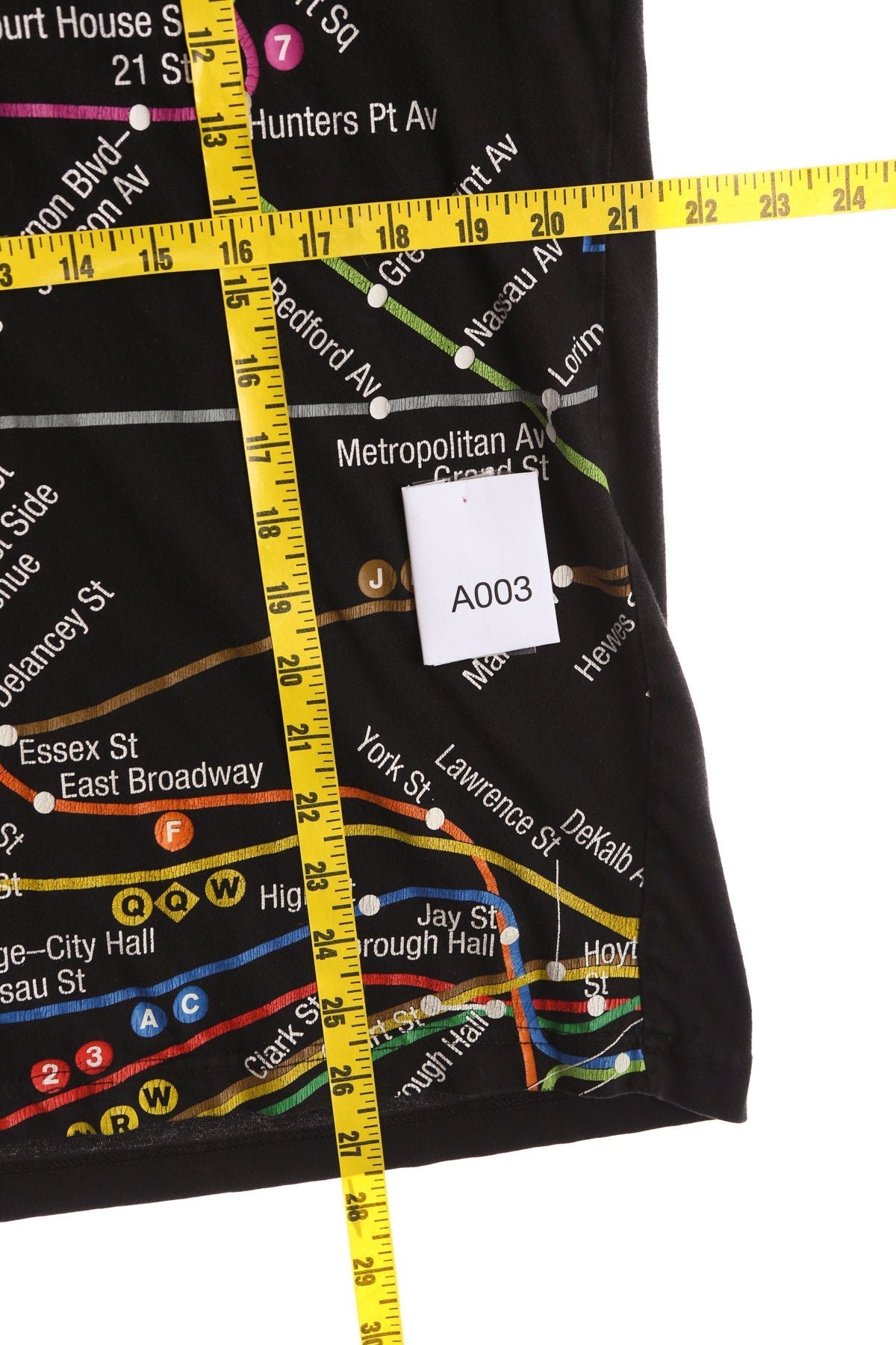 New York City Subway Line Map Black Graphic T-shirt - Y2K - NYC