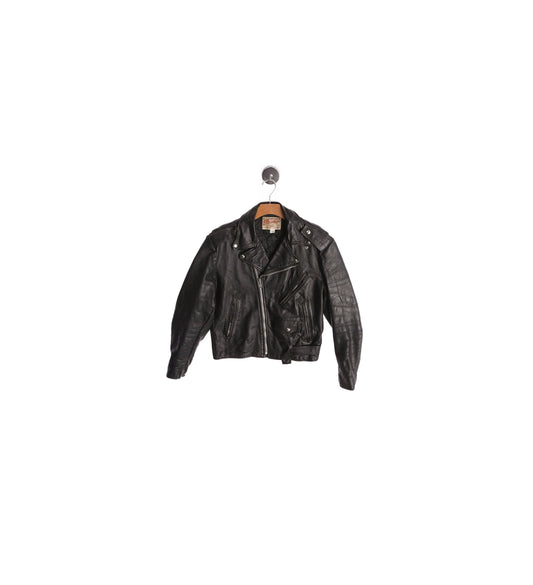 Vintage Black Biker Leather Jacket by Excelled - Made in USA - Era 1980s - 1990s