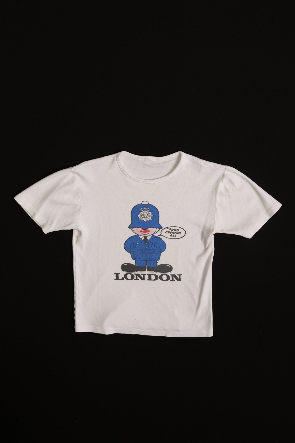 Vintage White 70's Top with London Police Print