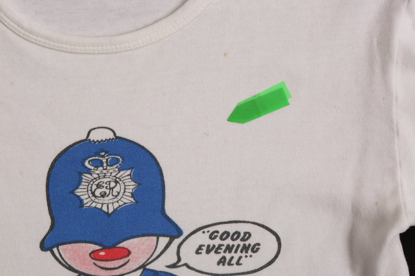 Vintage White 70's Top with London Police Print