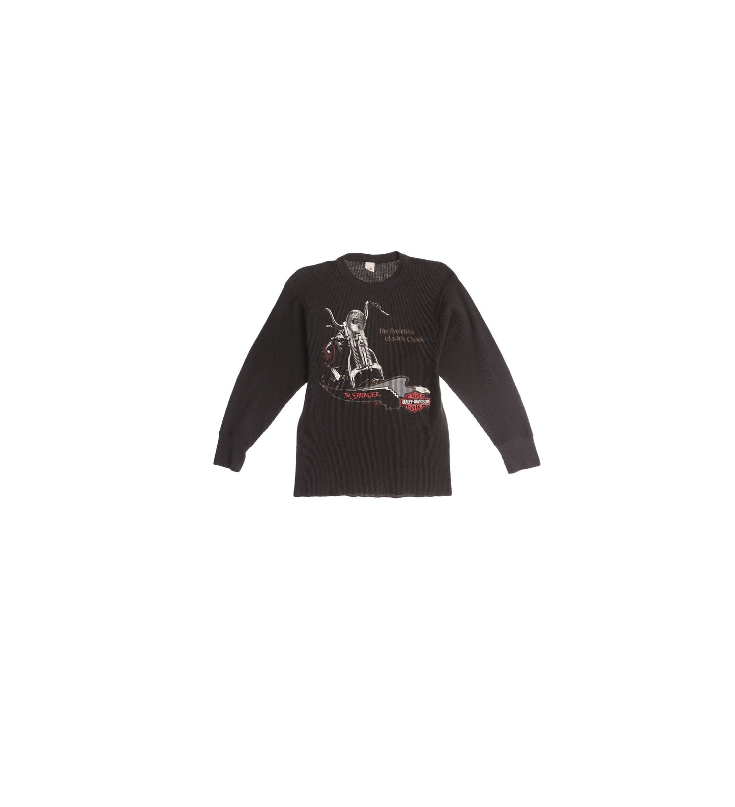 Vintage Black Thermal Shirt - The Springer Harley Davidson Print