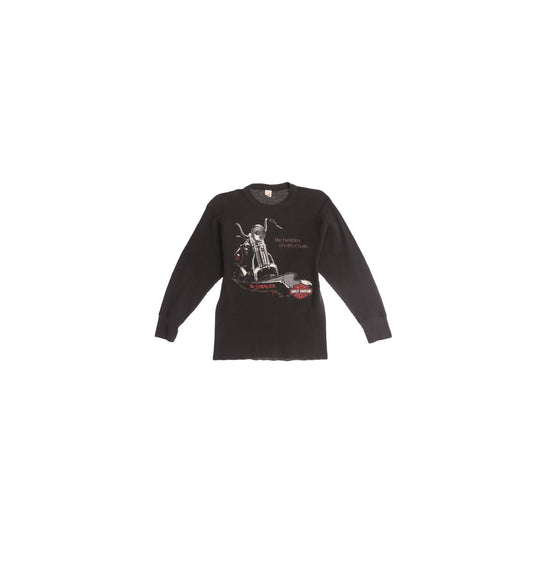 Vintage Black Thermal Shirt - The Springer Harley Davidson Print