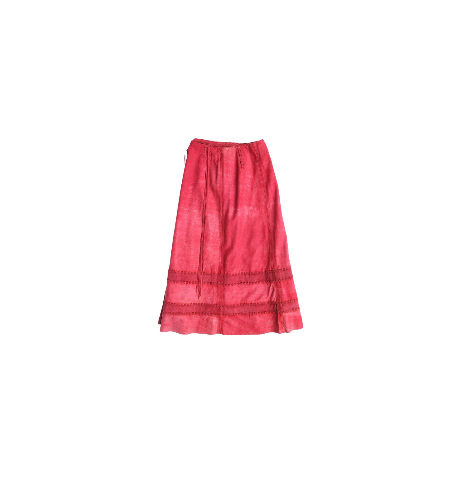 Women Pink Long Suede Skirt