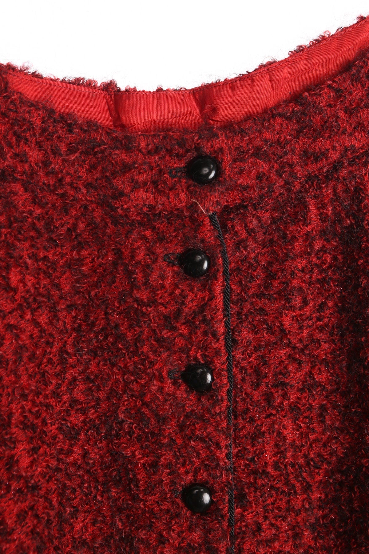 Women Red Circle Skirt with Black Shear Fabric Details - Era 40s - 50s