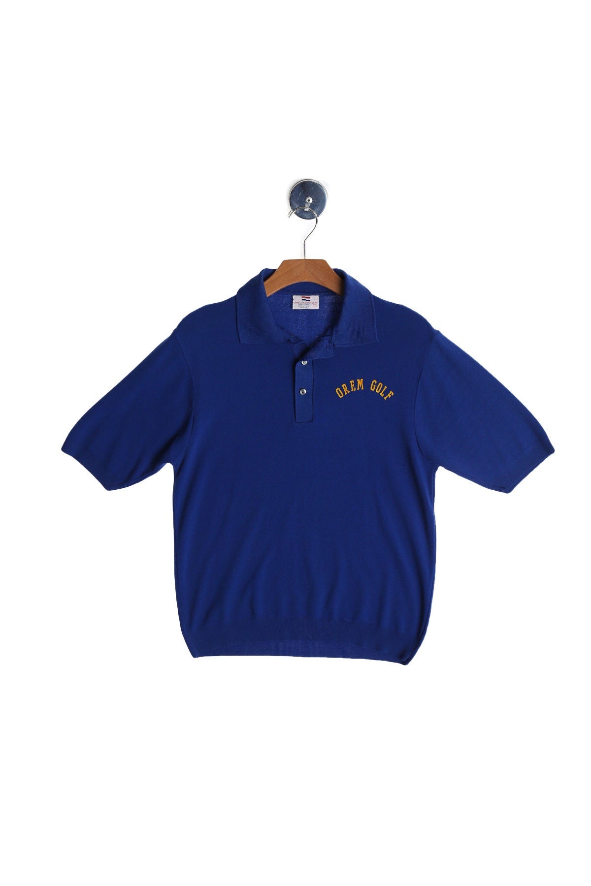 1960s Men Blue Mod Poly Shirt