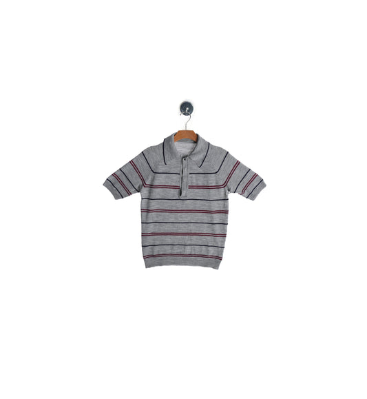 Men Striped Gray Mod Shirt - Era 1960s - 1970s