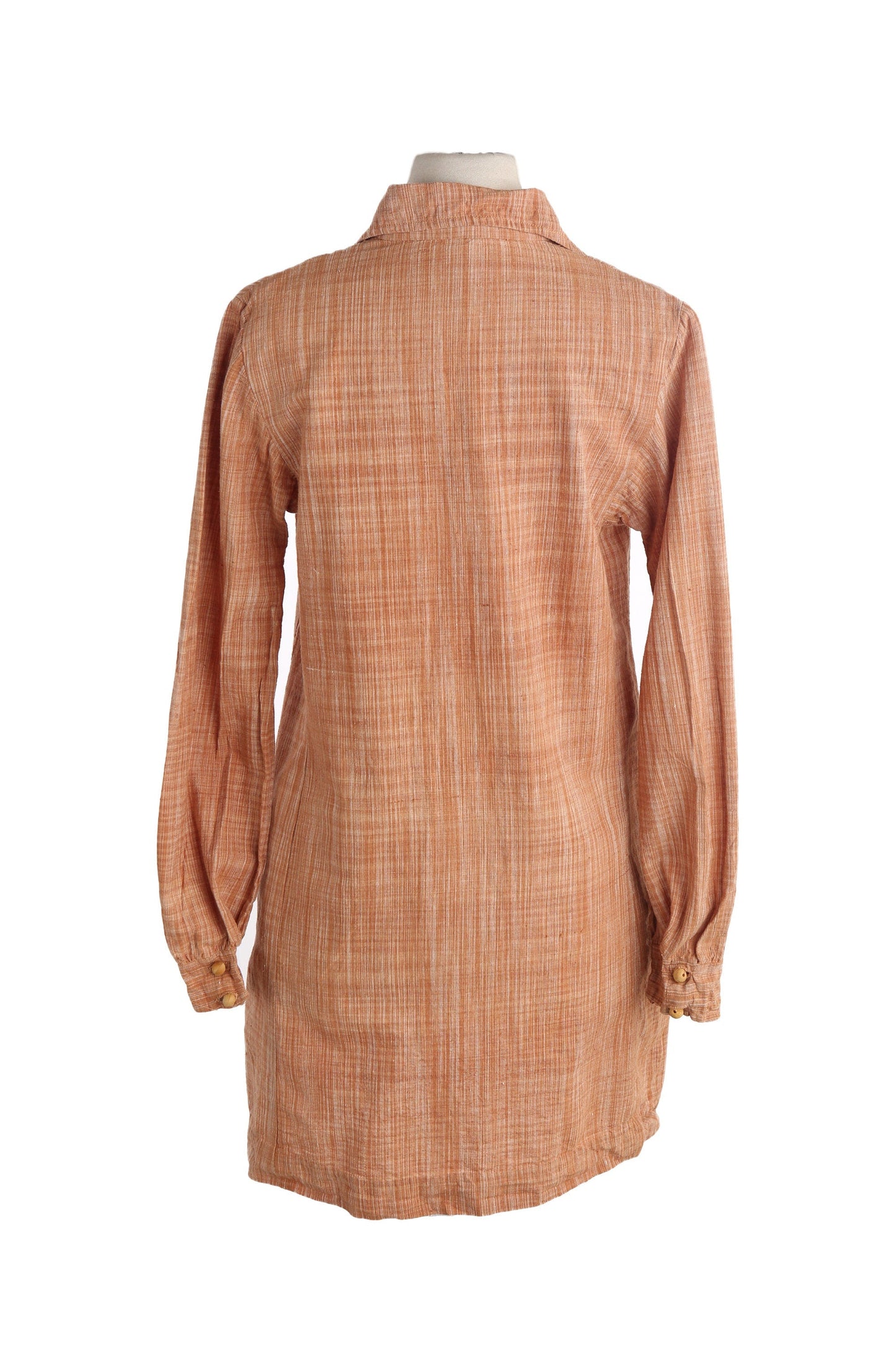 Vintage Women 70s Cotton Collared Dress / Made in India