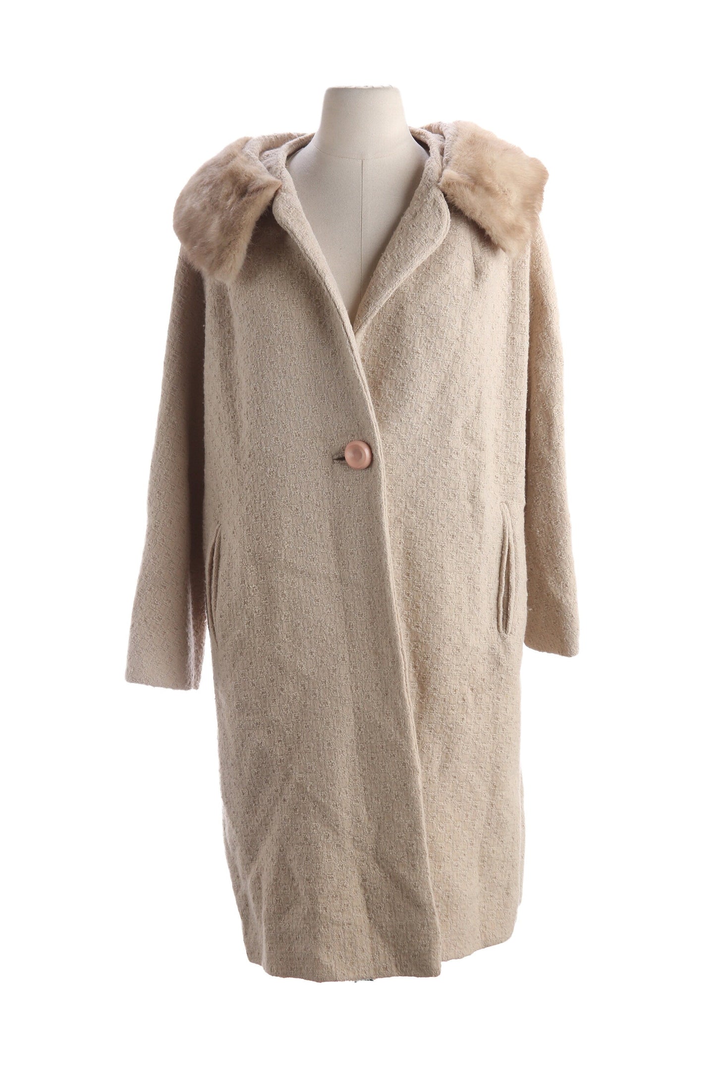 Vintage Women Casual Winter Coat with Fur Collar