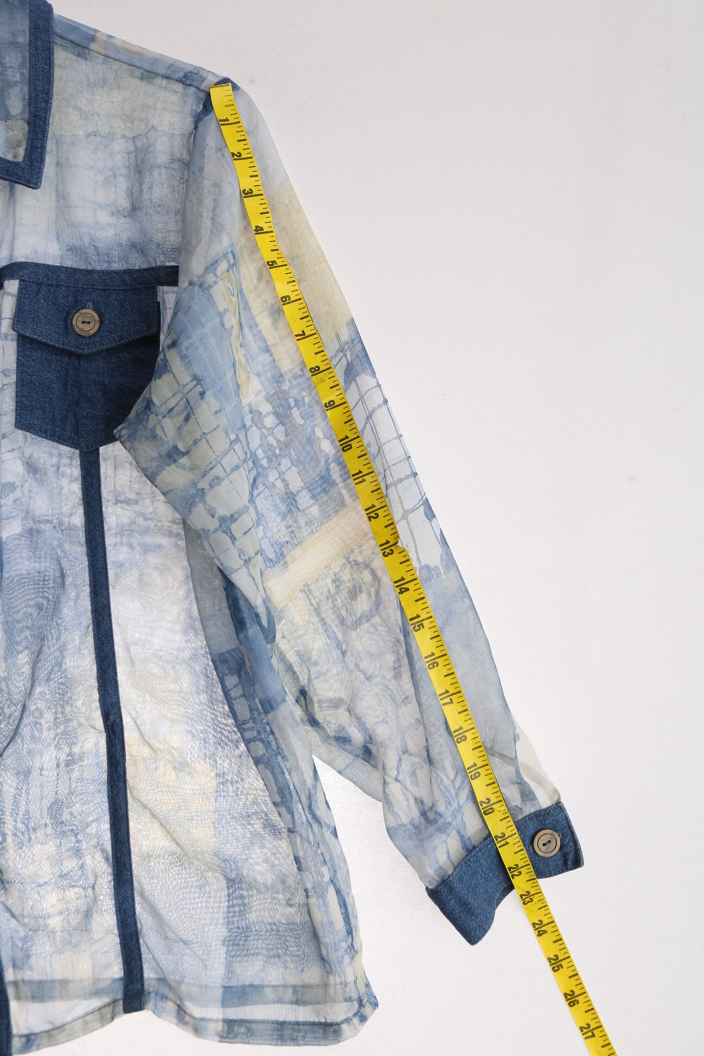 Y2K Women's Blue Sheer Blouse