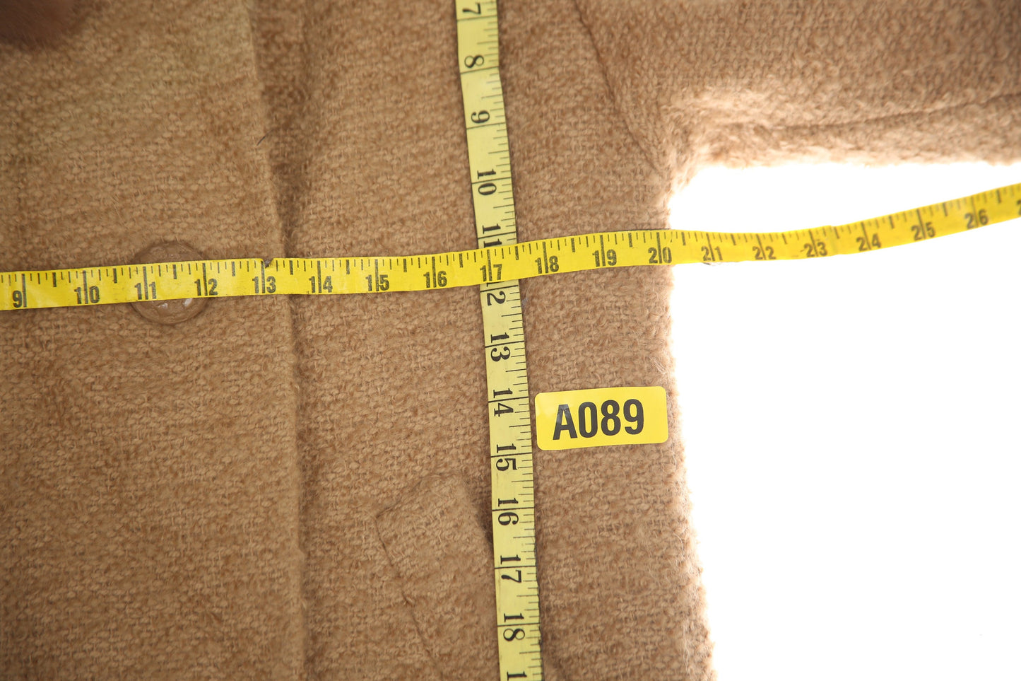 Vintage Beige Winter Coat with Brown Fur - Estimated Era 1950's - 1960's