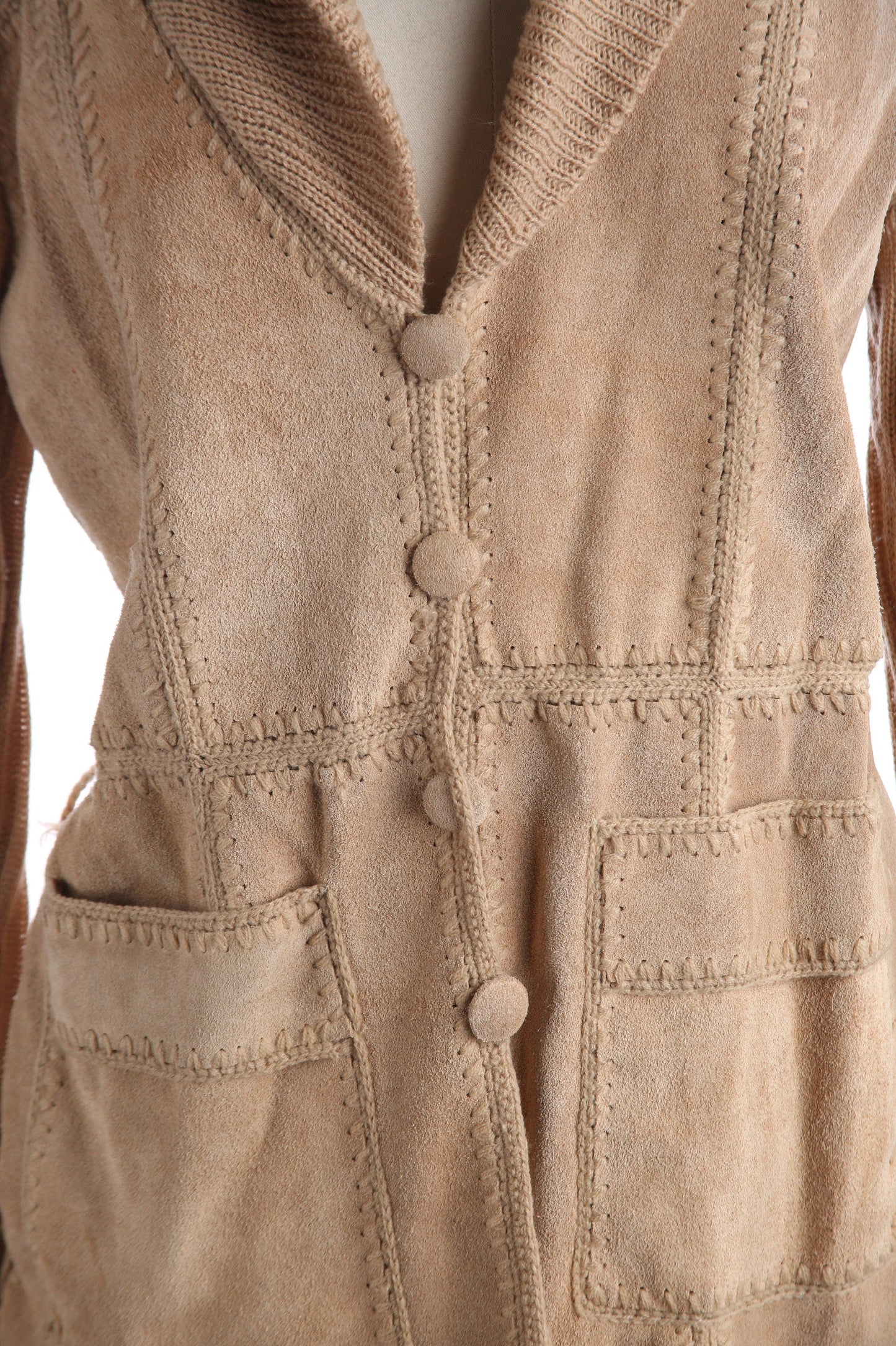 Vintage Women Brown Suede Sweater/Jacket by Janne's Fashion - Estimated Era 1960's - 1970's - Made in Korea