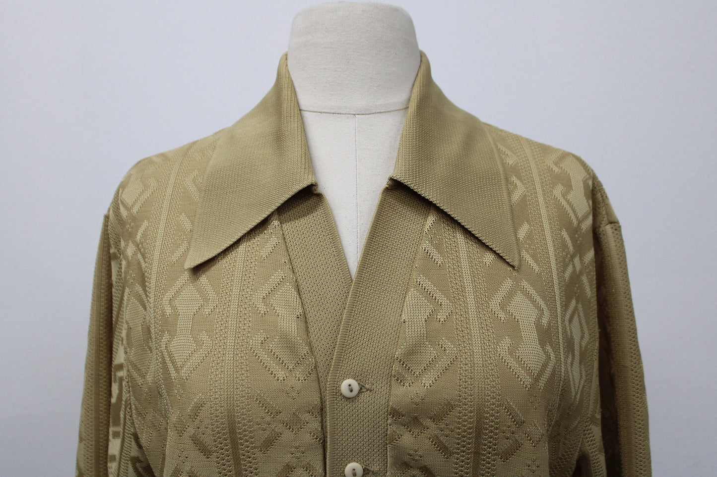 Vintage Collared Short Sleeve Polyester Shirt